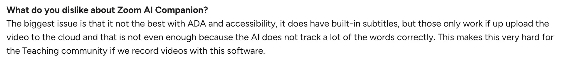 zoom ai companion accuracy